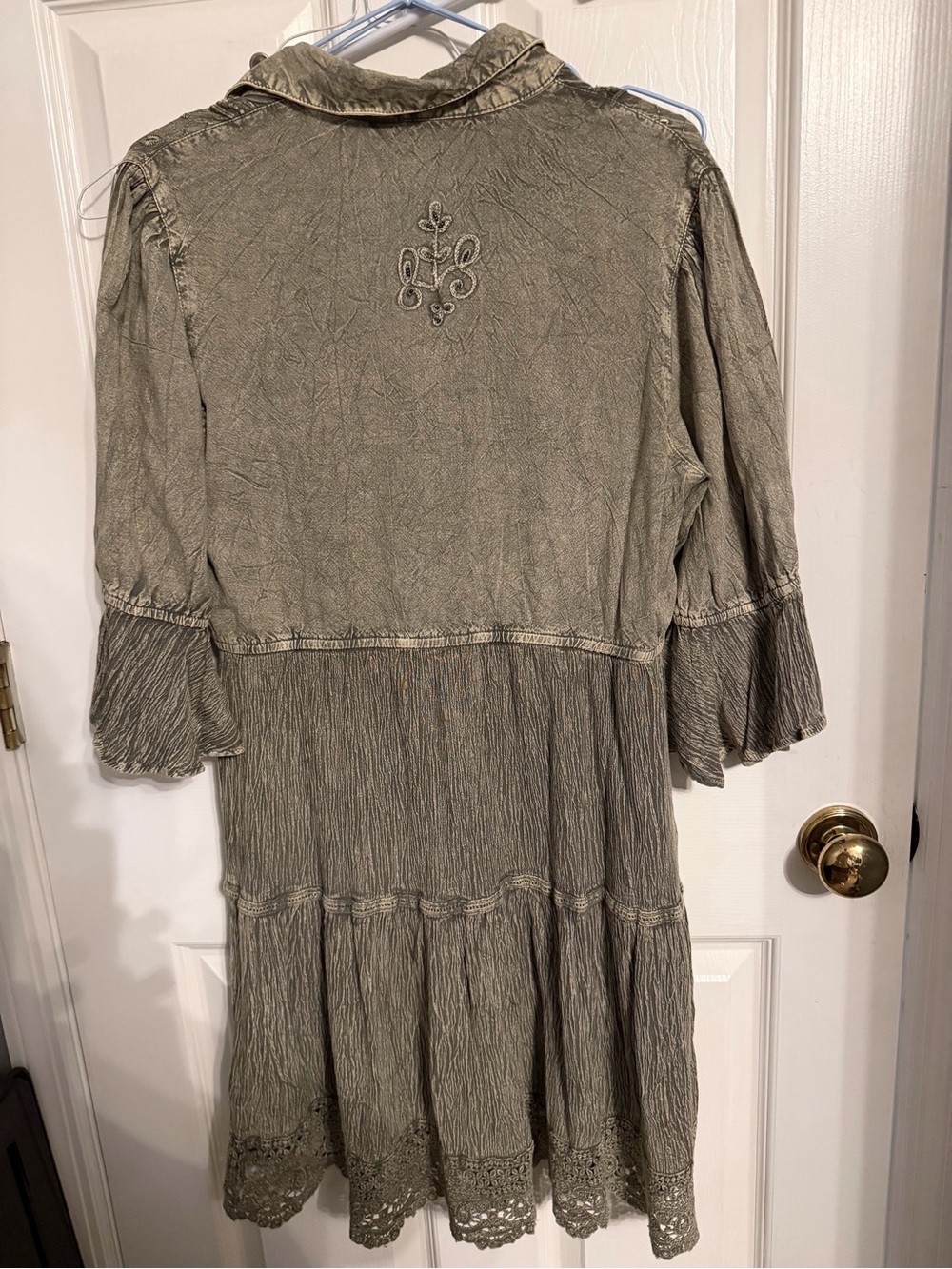 Young Threads Olive 3/4 Sleeve Embroidered Dress, Size Medium. New With Tags. - Picture 12 of 16